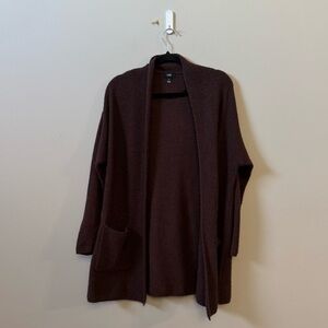 LINE the label women’s brown open front 100% cashmere cardigan sweater